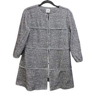 Cabi Textured Hook Front Cardigan Jacket Small Black White 3/4 Sleeve Office